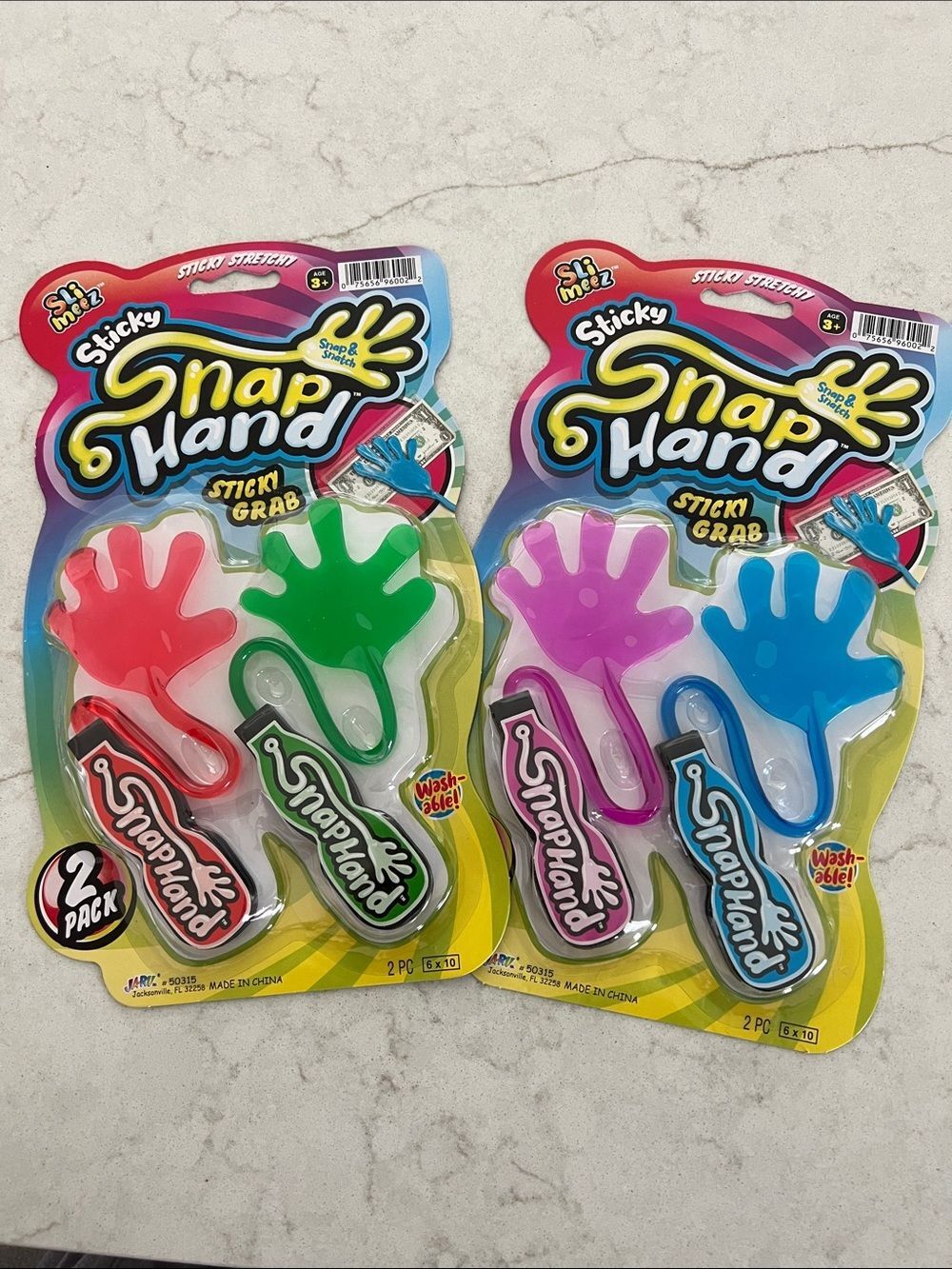 Ja-Ru Slimeez Sticky Snap Hand, 4ct Bundle